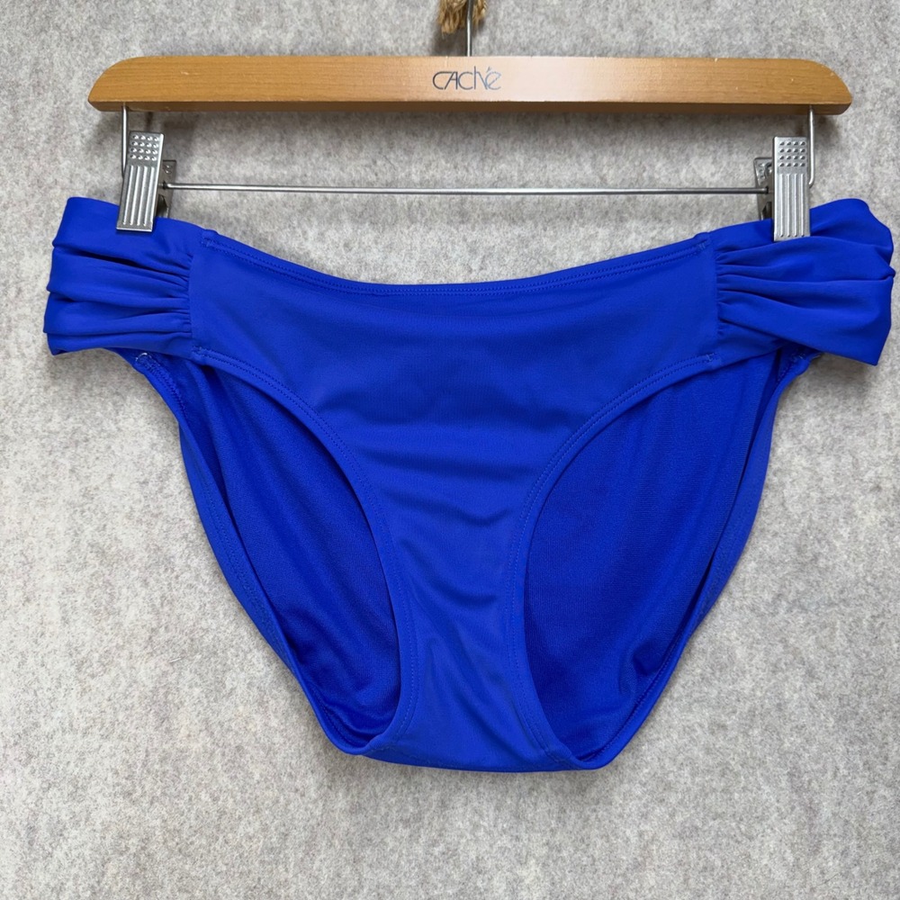 Athleta Womens Blue/Purple Ruched Side Bikini Bottoms Swim Size M Beach Swimwear